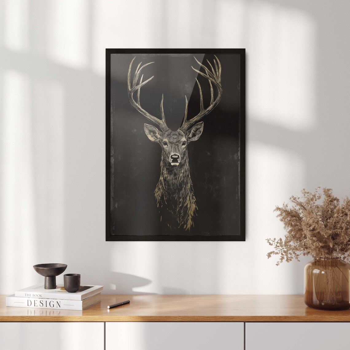 Deer Wall Art, Vintage Buck Minimalist Art Print - Image 2