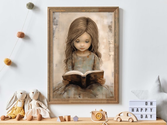 Reading Decor Reading Corner Decor Girl Studying Learning Decor Girls Room Print Cute And Girly Wall Art Girl Wall Art