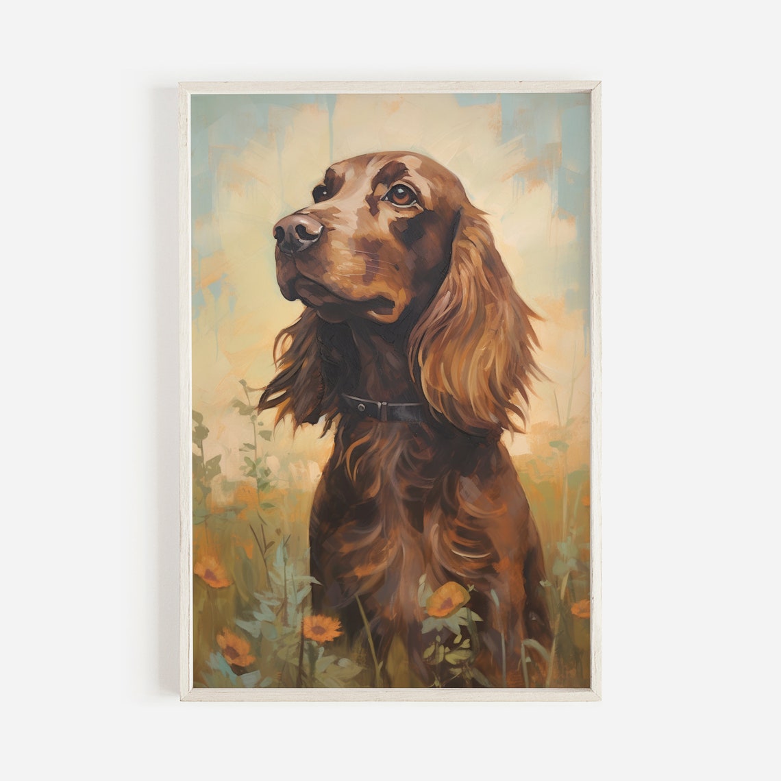 Soulful Brown Cocker Spaniel Portrait in Blooming Meadow Poster - Image 2