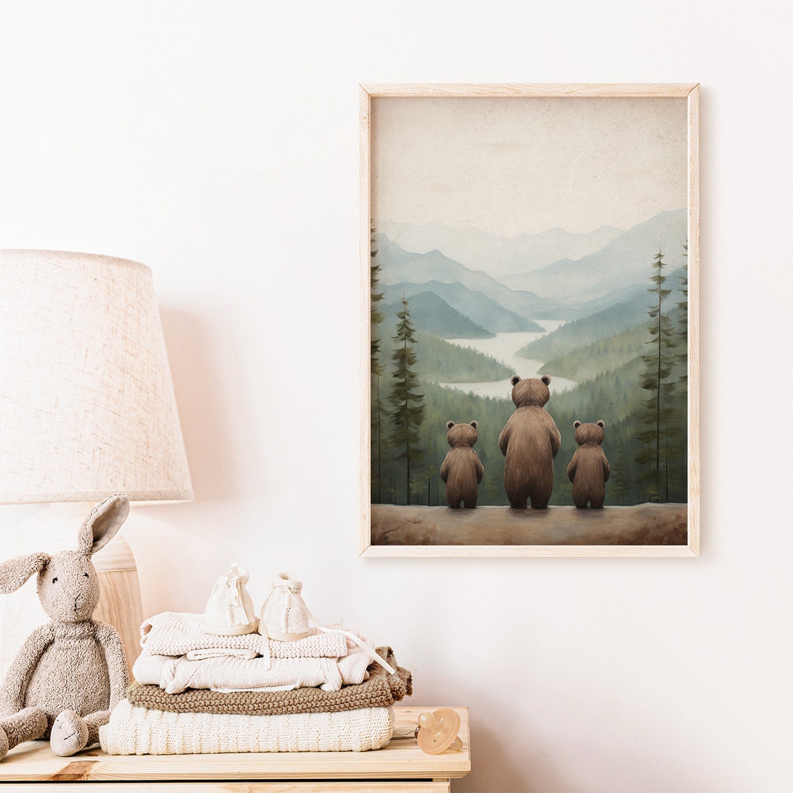Bear Nursery Wall Art Bear Family Print Adventure Kids Room Decor Woodland Animal Painting Gender Neutral Wall Art - Image 2