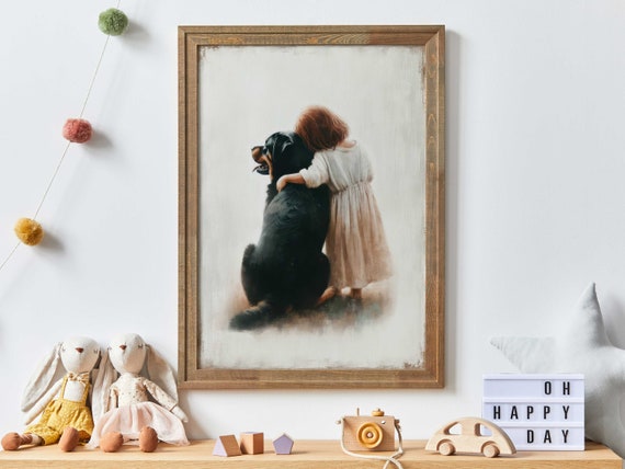 Rottweiler Nursery Decor Girl Dog Art Print
