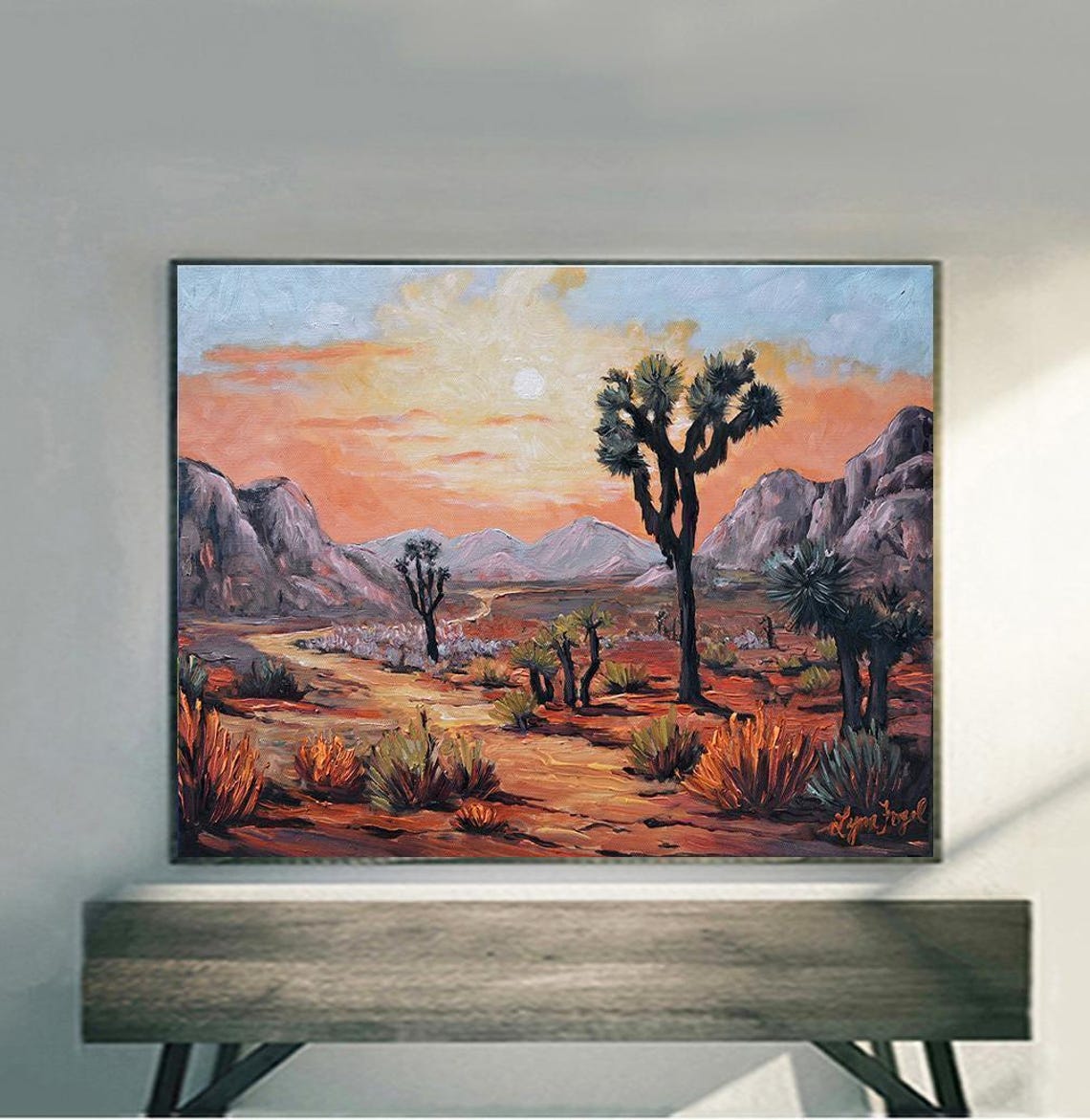 Joshua Tree National Park Desert Sunset Cactus Mountains Poster
