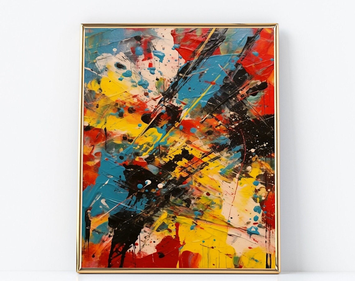 Bold Abstract Expressionist Splashes In Red Yellow Blue Art Poster