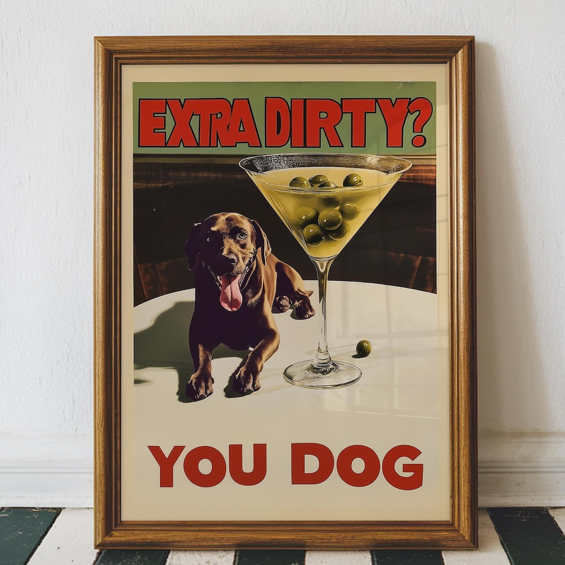 Chocolate Lab Dirty Martini Vintage Funny Art Print