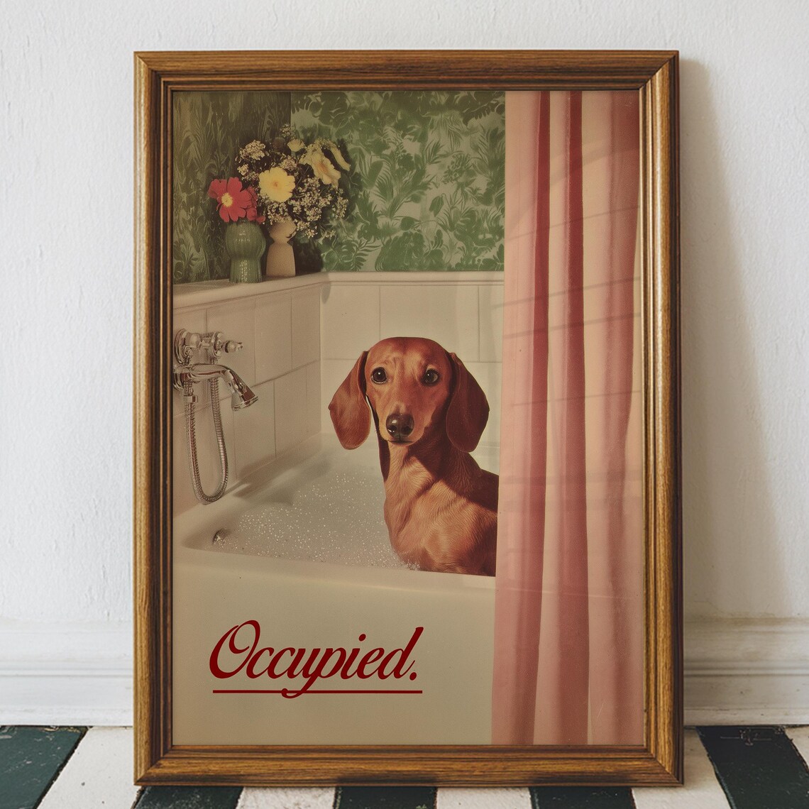 Funny Dachshund Retriever Bathroom Art Print