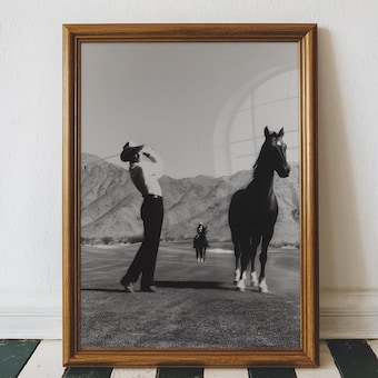Vintage Cowboy Golf Poster, Western Sports Art Print