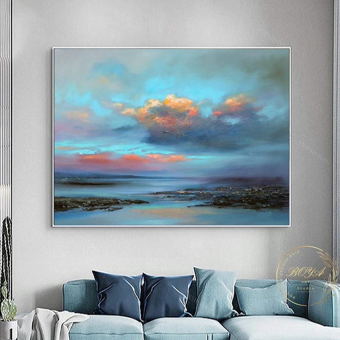 Original Cloud Abstract, Blue Sea Seascape Art Print