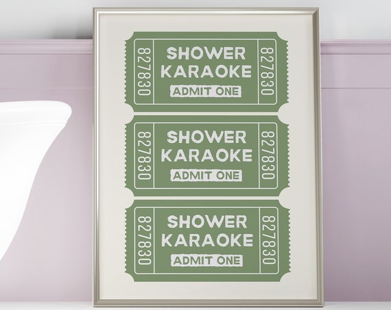 Shower Karaoke Ticket Bathroom Aesthetic Poster