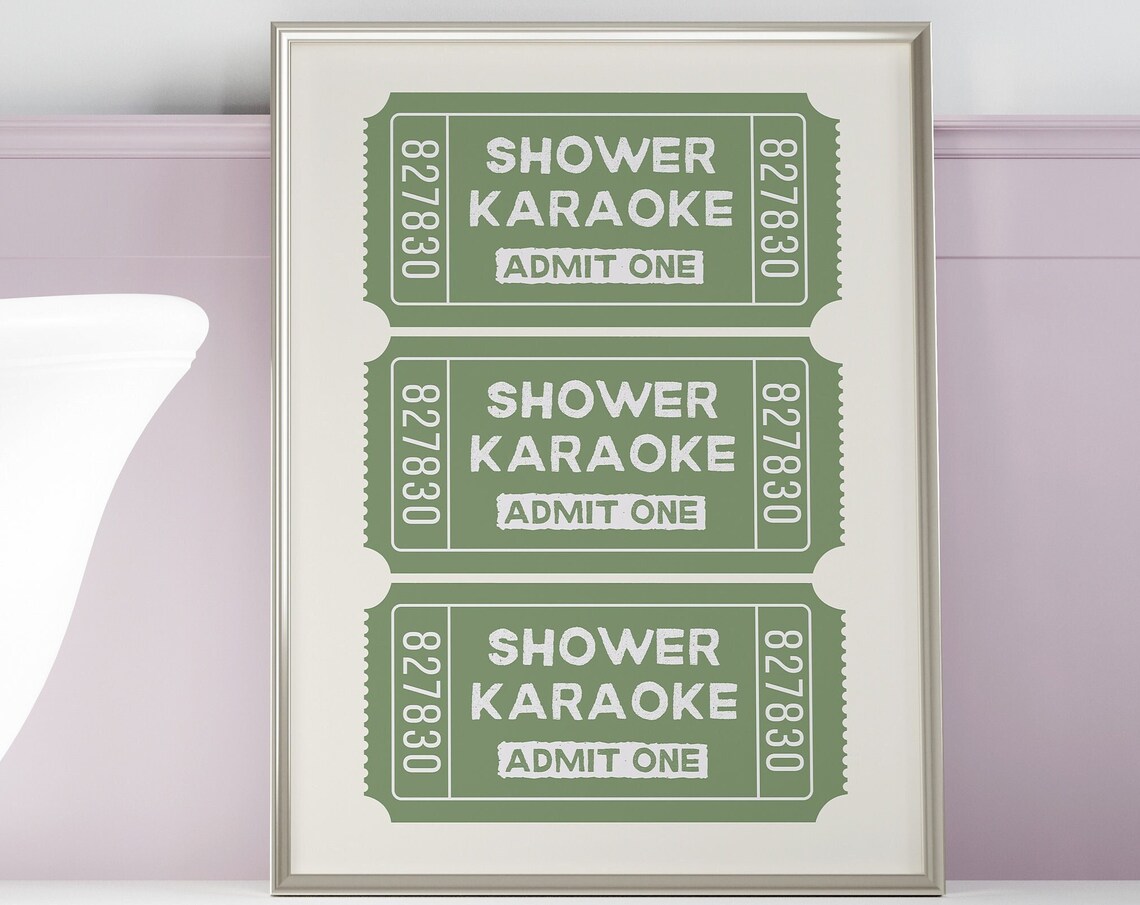 Shower Karaoke Ticket Bathroom Aesthetic Poster