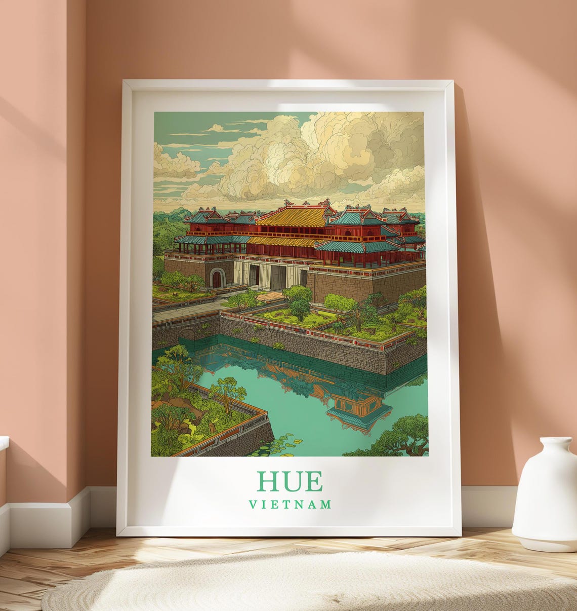 Hue Vietnam Travel Poster, Modern Wall Art