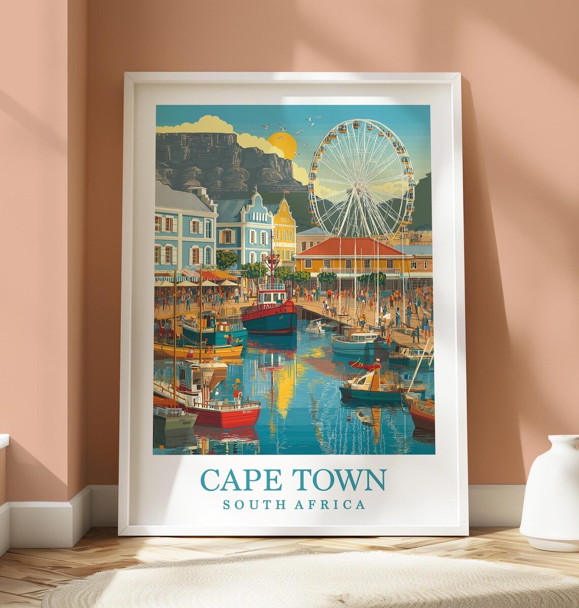 Cape Town South Africa Travel Poster, Table Mountain
