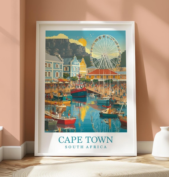 Cape Town South Africa Travel Poster, Table Mountain