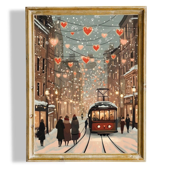 Retro Valentines Day Wall Art Valentines Day Vintage Painting Cute Valentines Day Print Romantic Wall Art Instant