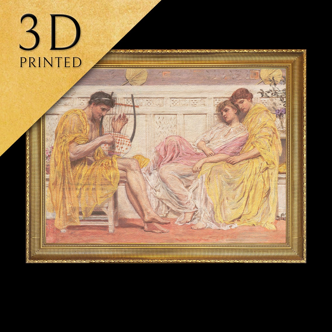 Albert Joseph Moore Classical Musician Lyre Scene Textured Print