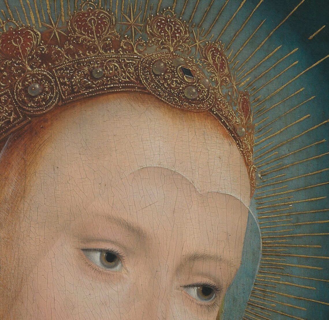 Virgin at Prayer by Quentin Massys Renaissance Crowned Madonna Classic Art Print - Image 3