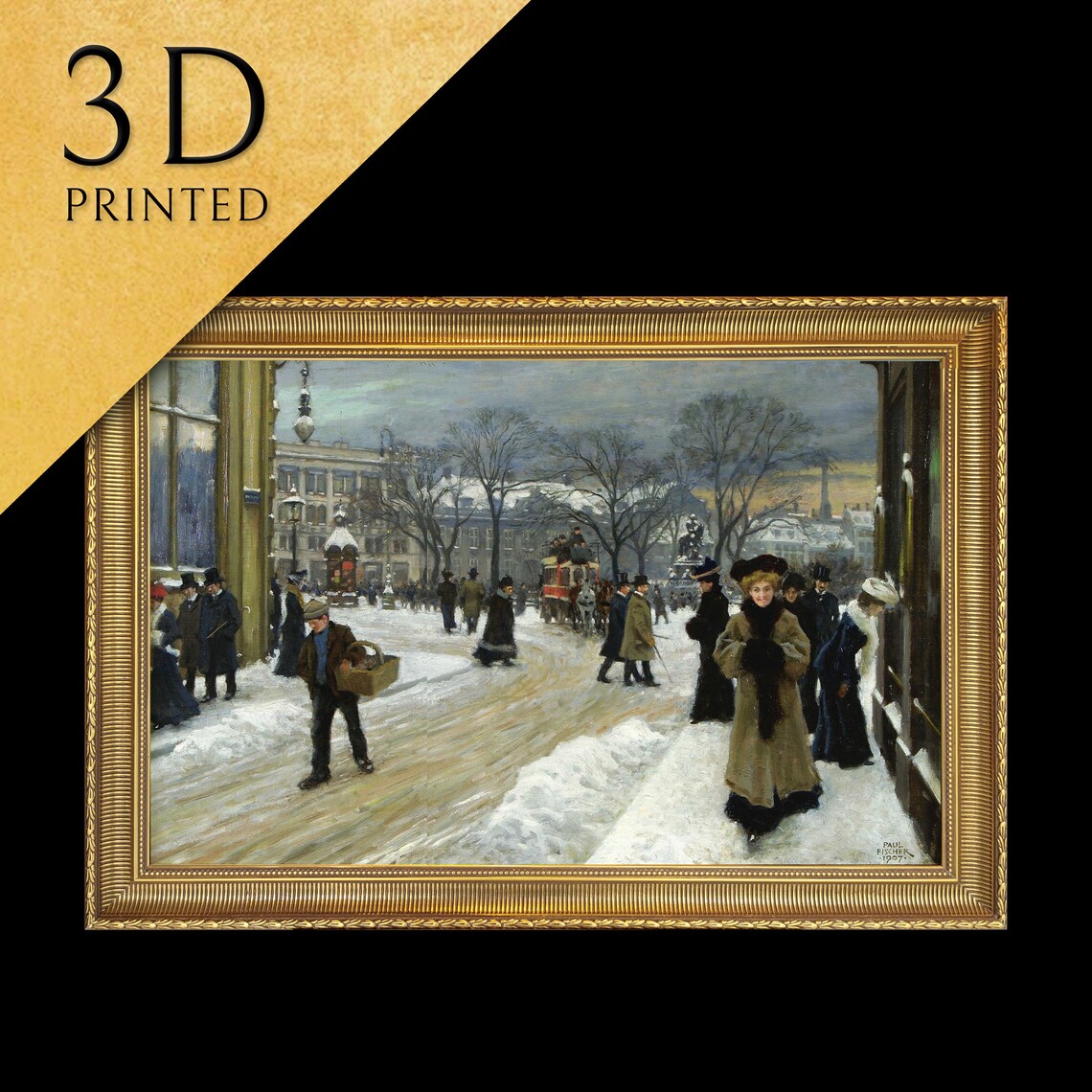Paul Fischer Winter Day Kongens Nytorv Snowy Street Scene Poster
