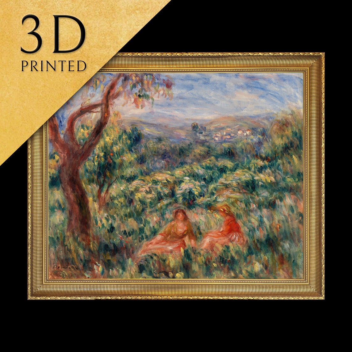 Renoir Impressionist Meadow Rest with Hills and Trees Poster