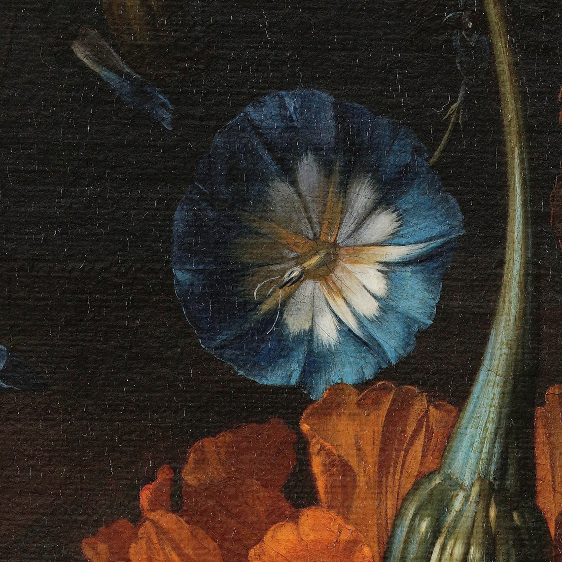 Old Master Flower Bouquet Poppies Roses Dark Vintage Still Life Print - Image 3