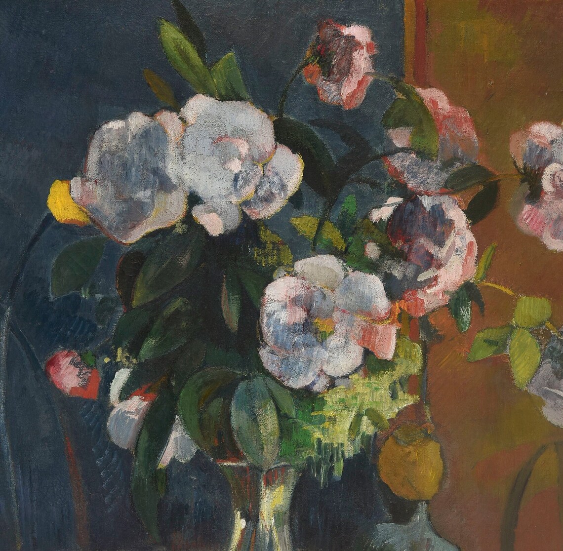 Paul Gauguin Roses and Statuette Vase Floral Still Life Poster - Image 2