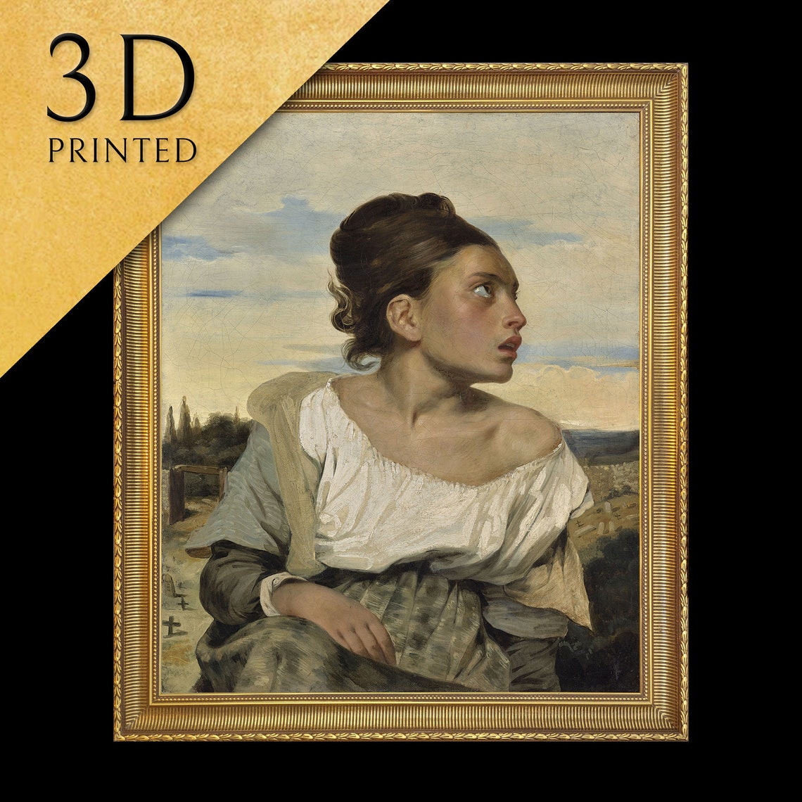 Eugene Delacroix Orphan Girl At Cemetery Romantic Portrait Poster