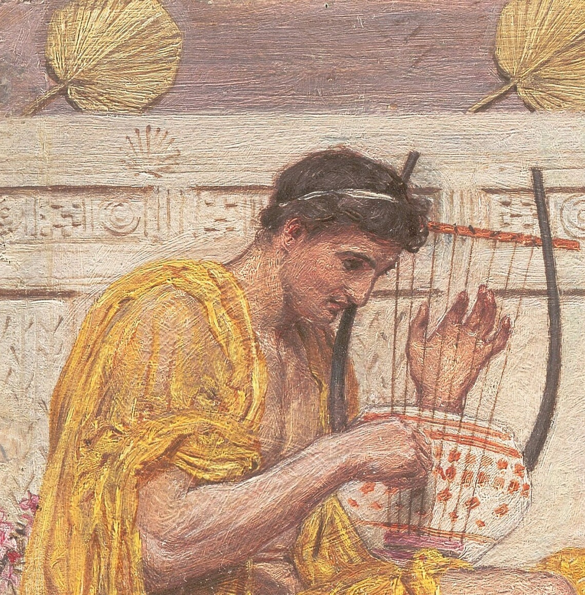 Albert Joseph Moore Classical Musician Lyre Scene Textured Print - Image 2
