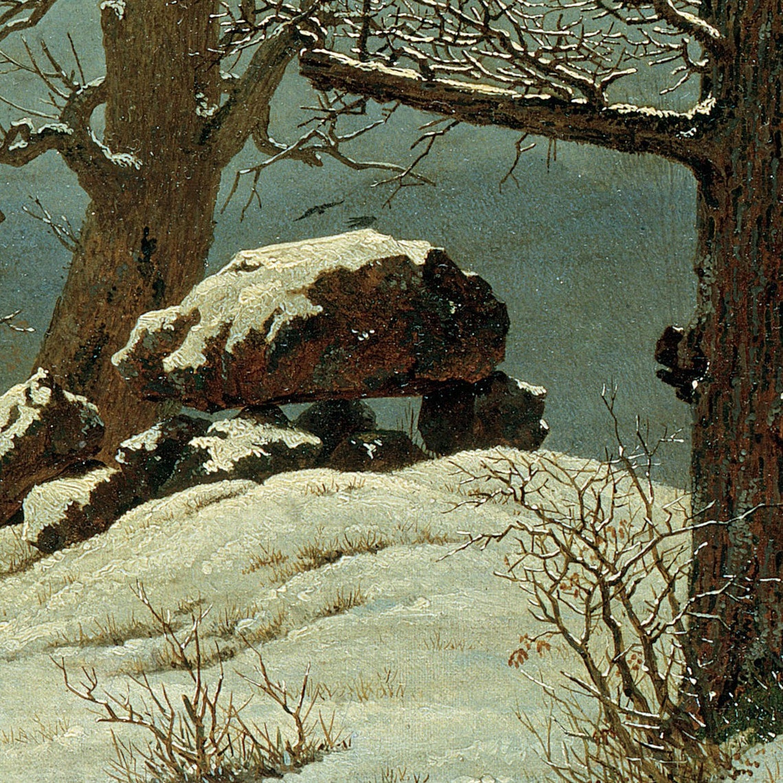 Caspar David Friedrich Cairn in Snow Winter Trees Romantic Art Print - Image 3