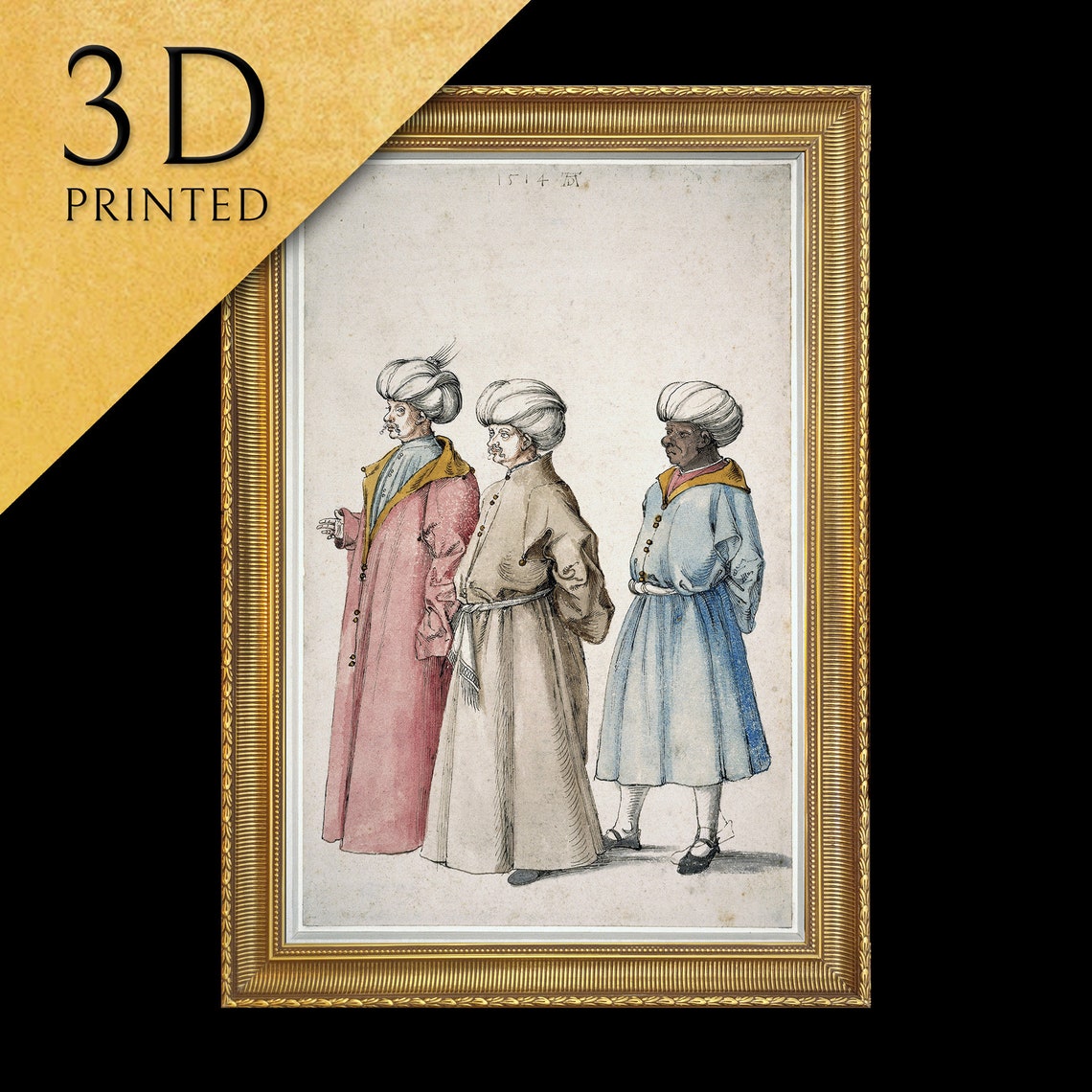 Albrecht Durer Three Orientals 1514 Turban Costume Study Vintage Print