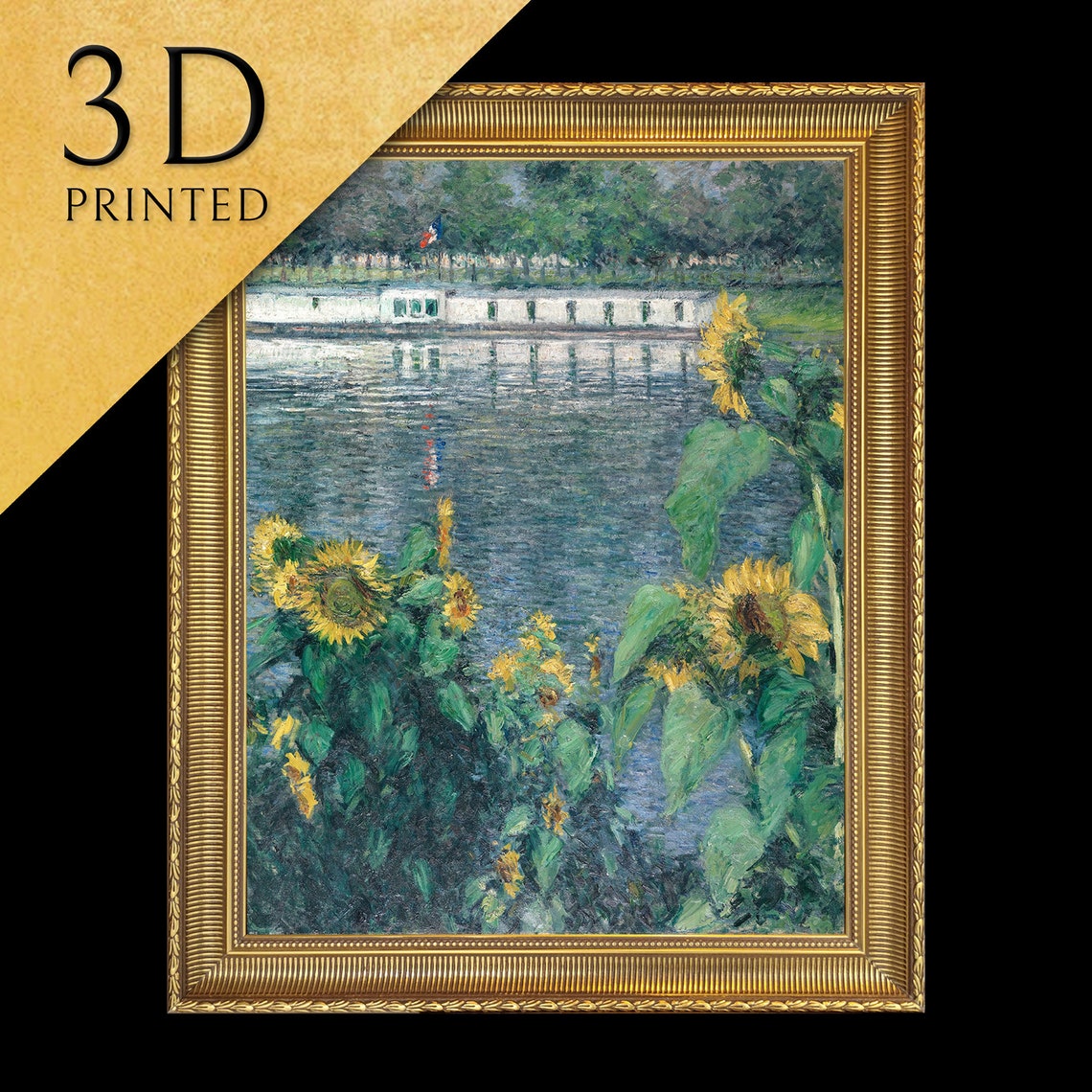 Gustave Caillebotte Bright Sunflowers Along the Seine Poster