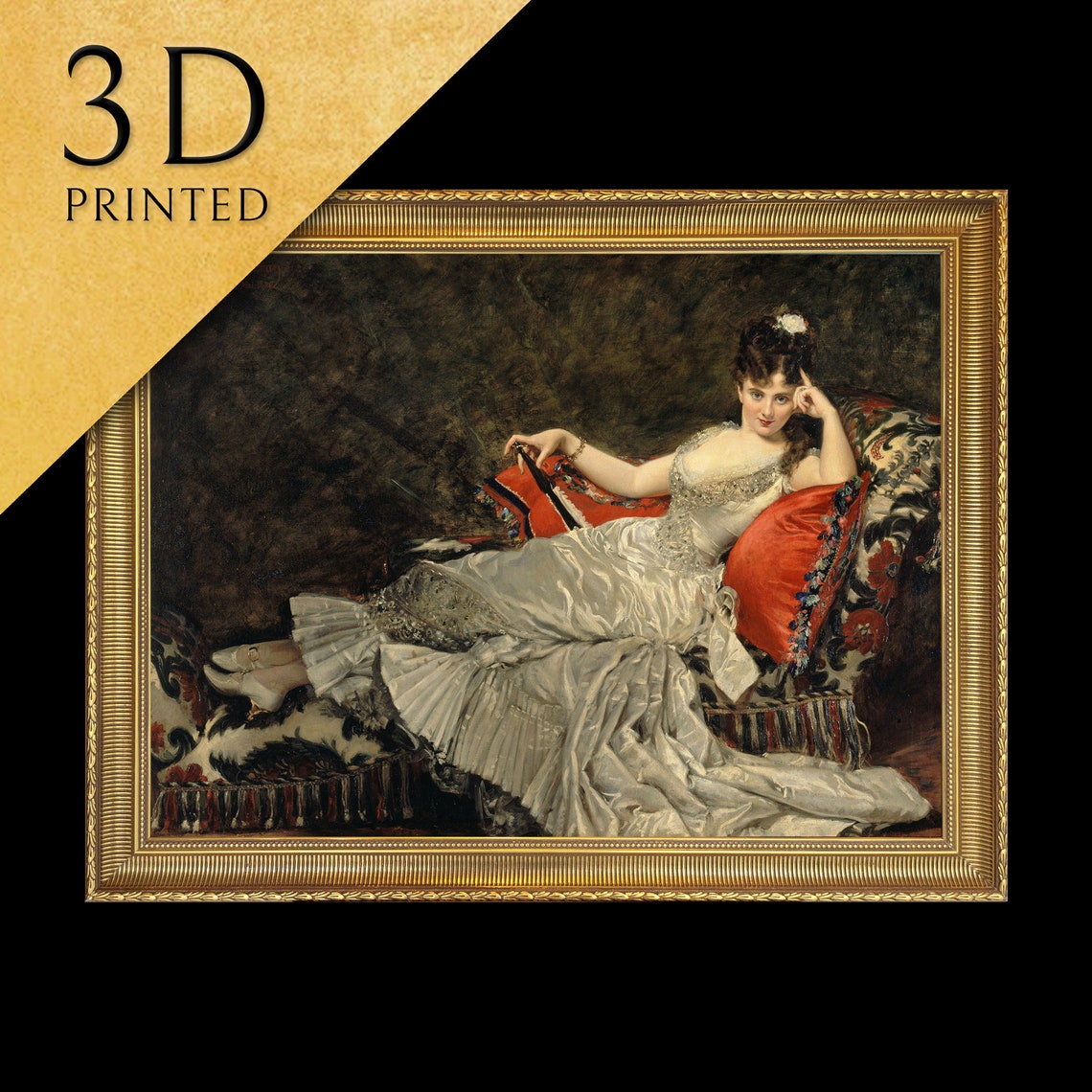 Carolus Duran Mademoiselle Lancey Reclining Lady White Dress Wall Art