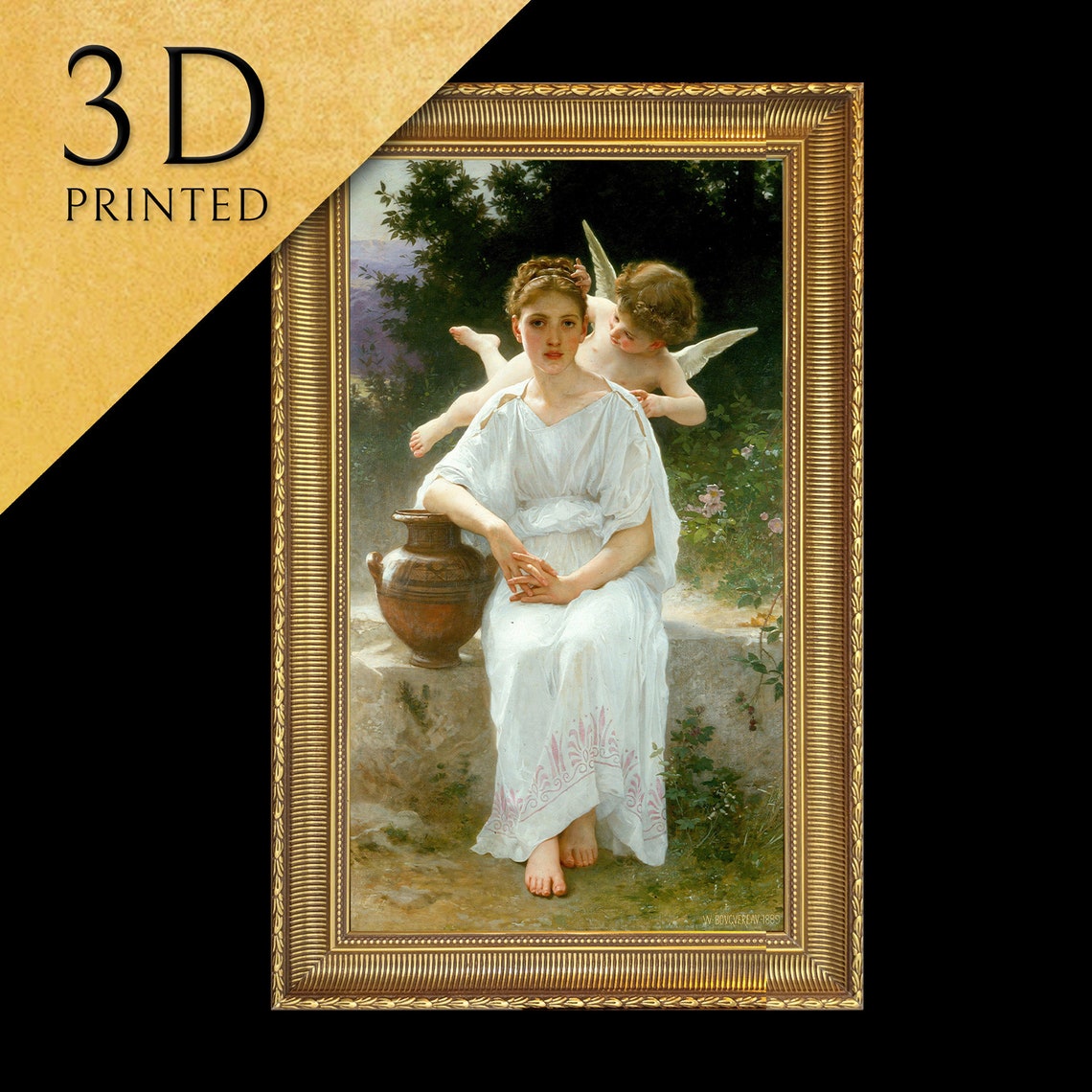 William Bouguereau Whisperings Of Love Cherub And Maiden Wall Art