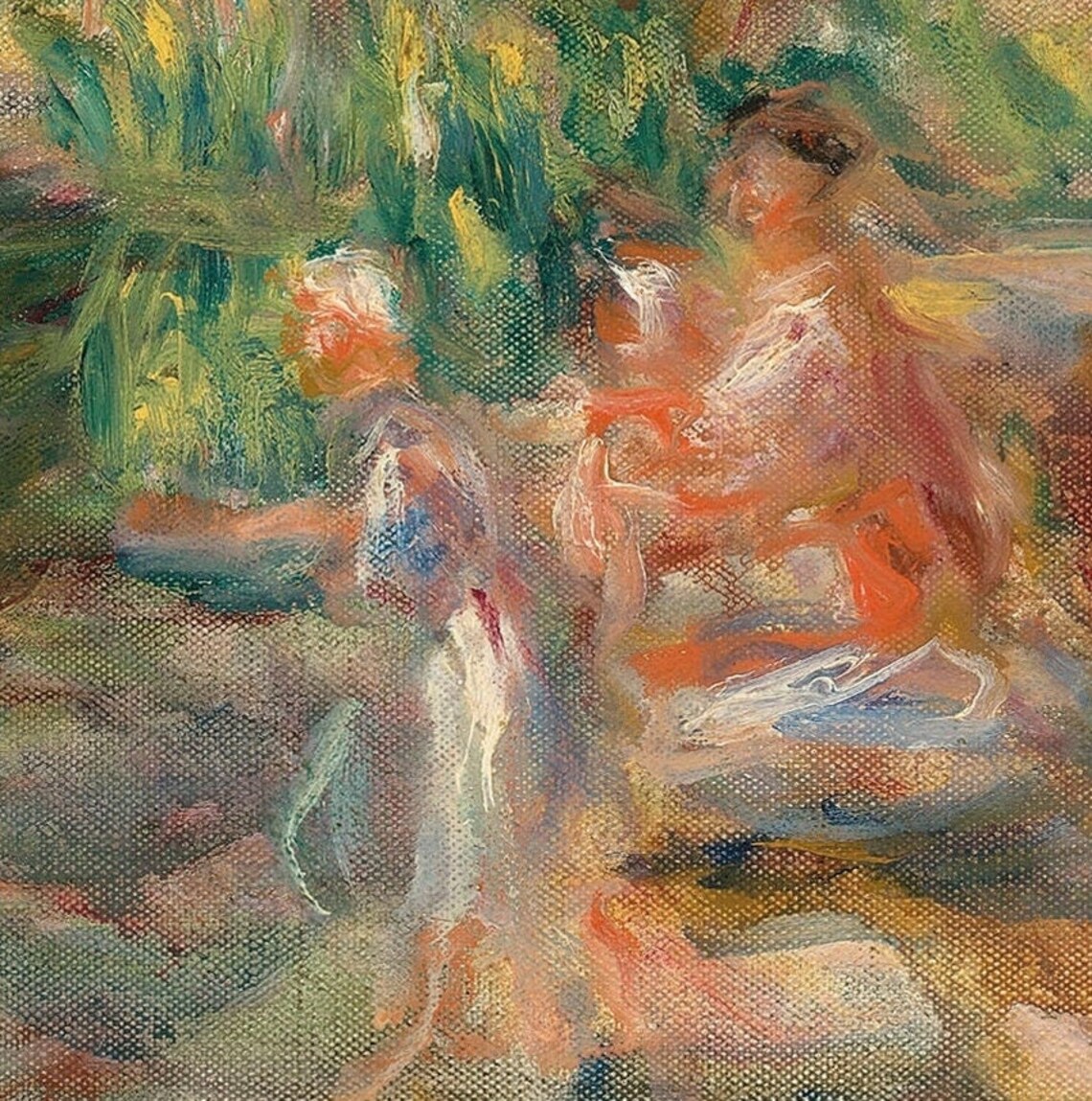 Renoir Impressionist Riverside Figures in a Green Woodland Poster - Image 2