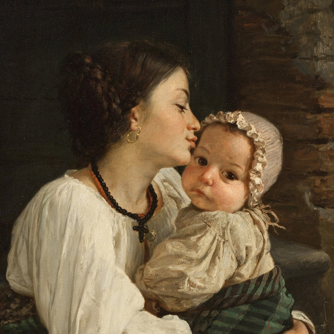A Mother with Her Child by Cecrope Barilli Tender Kiss Scene Poster - Image 3