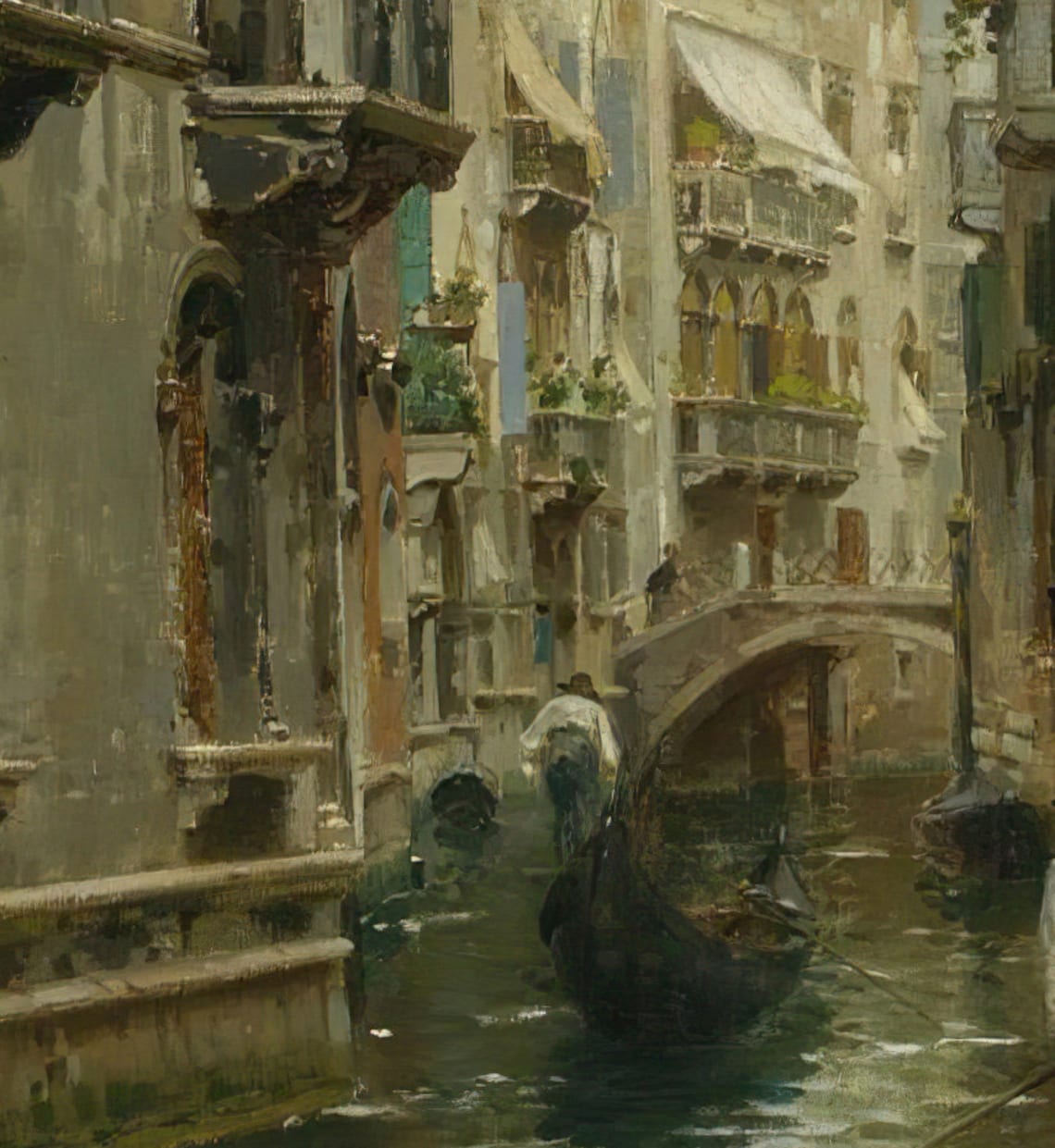Venetian Canal Family Outing, Rubens Santoro Art Print - Image 2