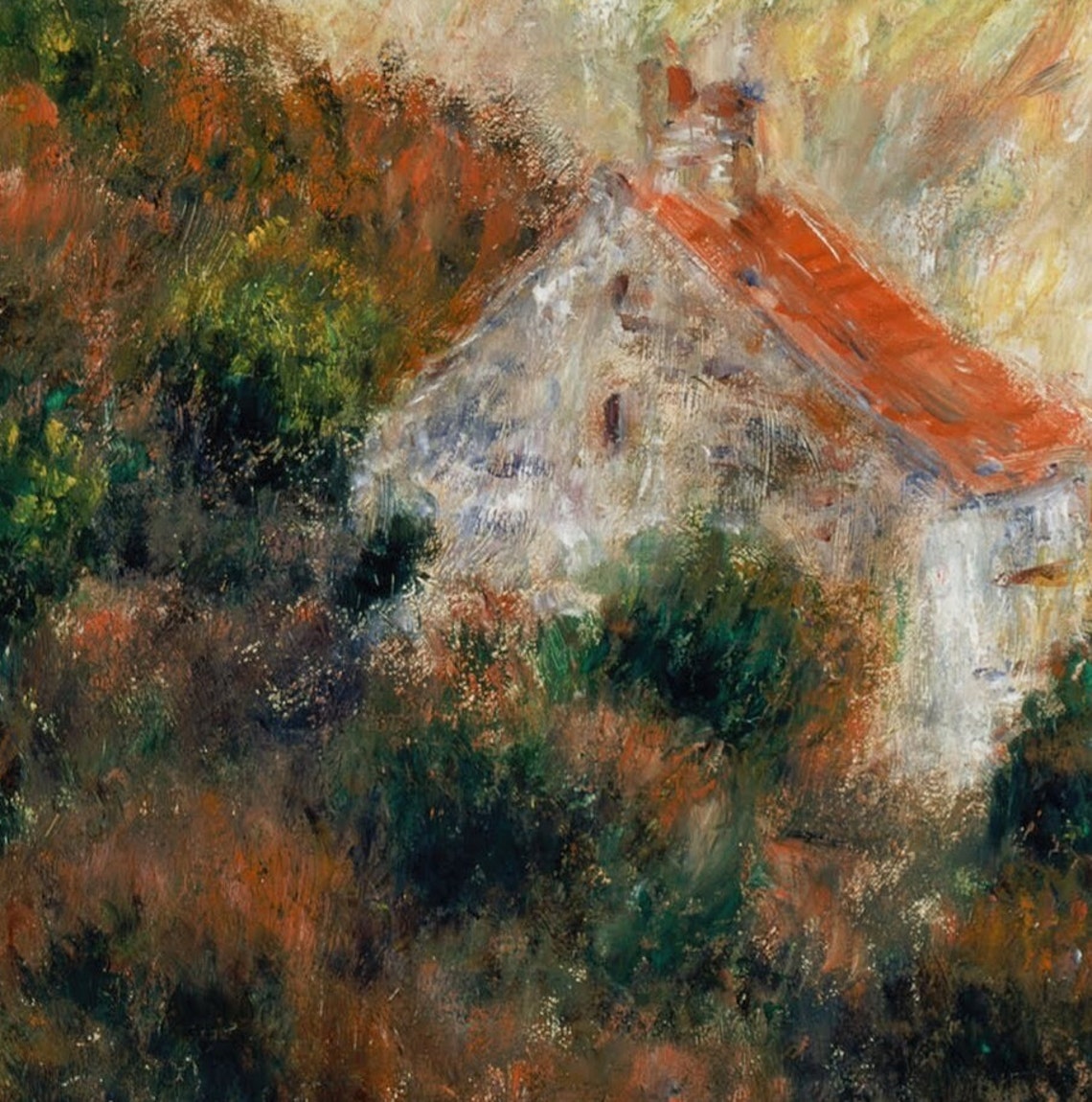 Renoir Red Roof Cottage on Rocky Coastal Cliffs Seascape Poster - Image 3