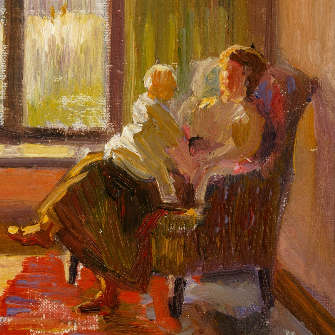 Roy De Maistre Interior with Mother and Child Sunlit Home Poster - Image 2