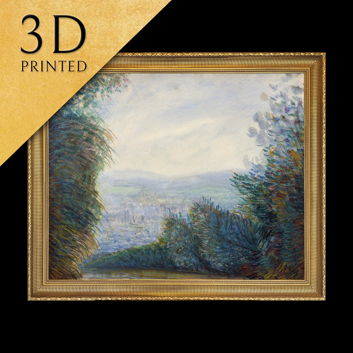 Pierre Renoir The Auvers Valley Misty Landscape Impressionist Poster