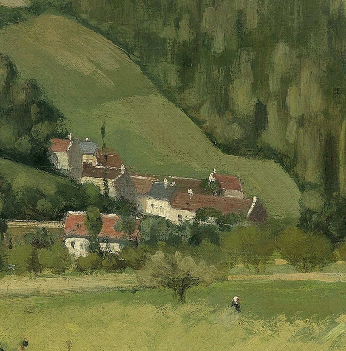 Camille Pissarro Pontoise Countryside Hills Village Textured Poster - Image 3