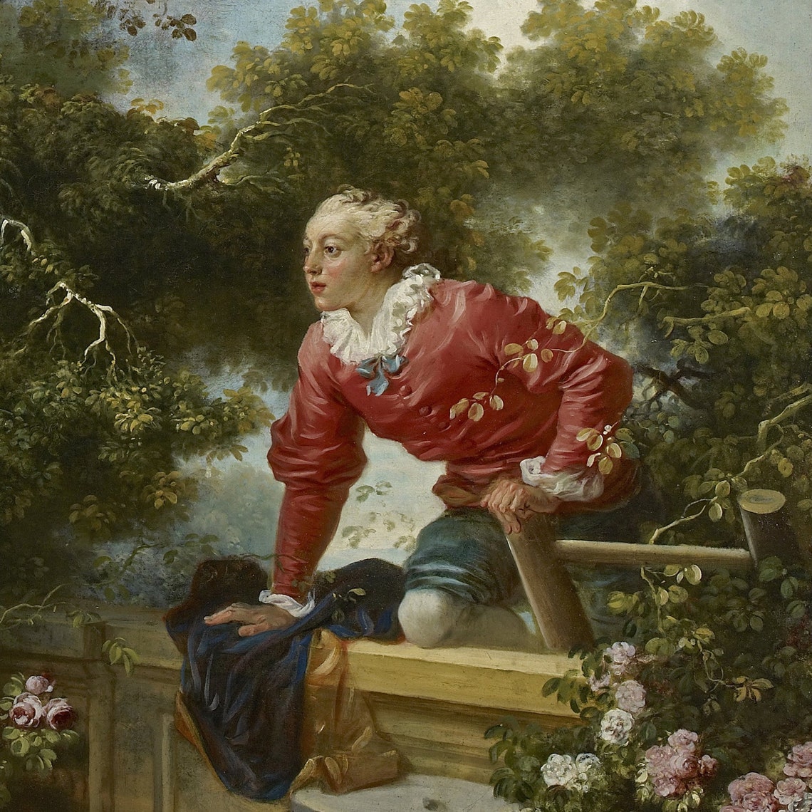 Rococo Garden Lovers Statue Classical Romance Vintage Art Print - Image 2