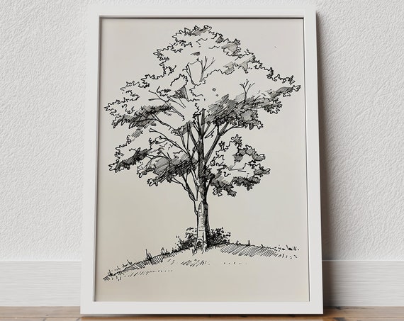 Vintage Tree Sketch Nature Print Drawing Tree Neutral Wall Art Antique Drawing Of Tree Antique Rustic Tree Sketch Art Artwork Tree Print