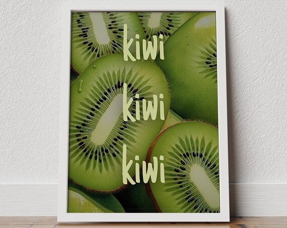 Kiwi Poster Fruit Poster Kiwi Fruit Print Tropical Fruit Decor Green Kiwi Fruit Home Decor Vintage Fruit Poster Fruit Art Print Kiwi