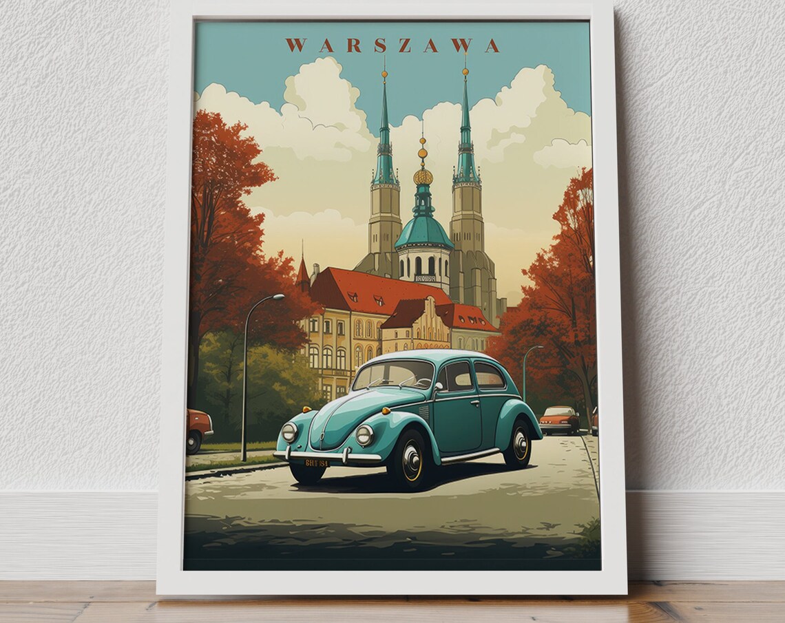 Warsaw Poland Travel Poster, City Art Print