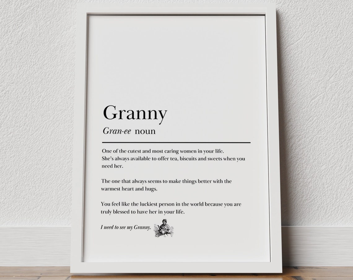 Granny Definition Print Gifts For Granny Grandmother Gift Grannie Gifts Dictionary Poster Gift For Nanny Granny Birthday Gifts