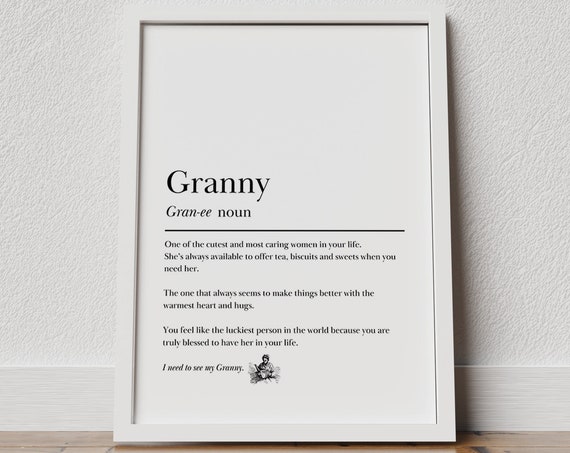 Granny Definition Print Gifts For Granny Grandmother Gift Grannie Gifts Dictionary Poster Gift For Nanny Granny Birthday Gifts