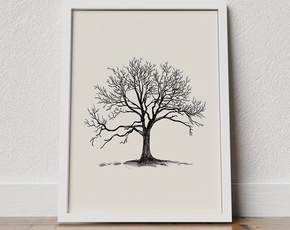 Vintage Tree Sketch Nature Print Drawing Tree Neutral Wall Art Antique Drawing Of Tree Antique Rustic Tree Sketch Art Artwork Tree Print