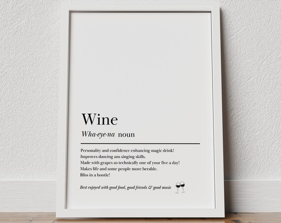 Wine Dictionary Definition Funny Kitchen Wine Lover Gift Poster