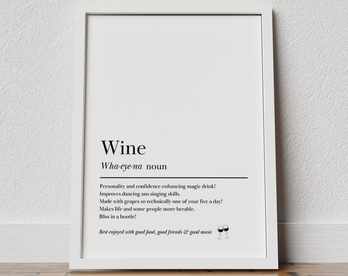 Wine Dictionary Definition Funny Kitchen Wine Lover Gift Poster
