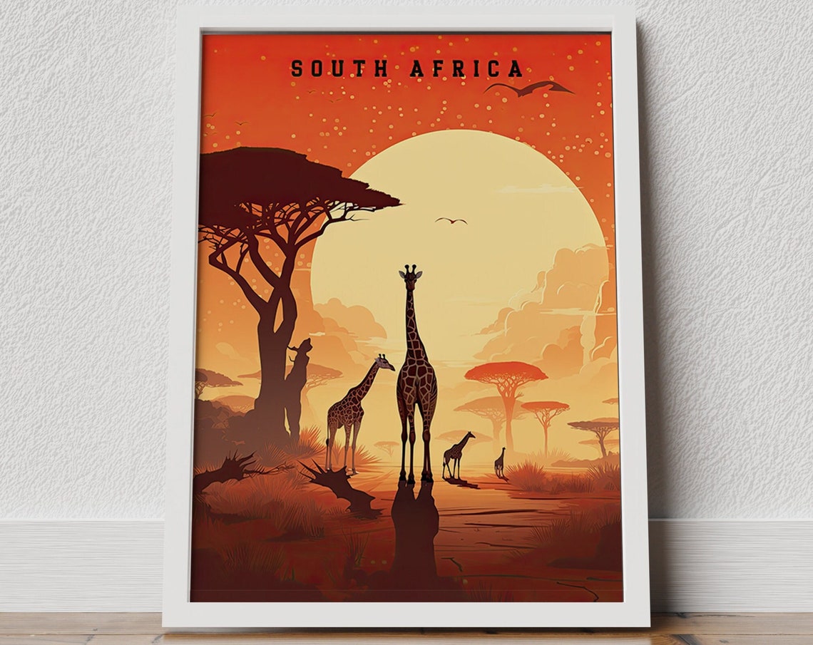 South Africa Poster Kruger National Park Safari Wildlife Art South Africa Safari Africa Travel Print Vintage South Africa Poster
