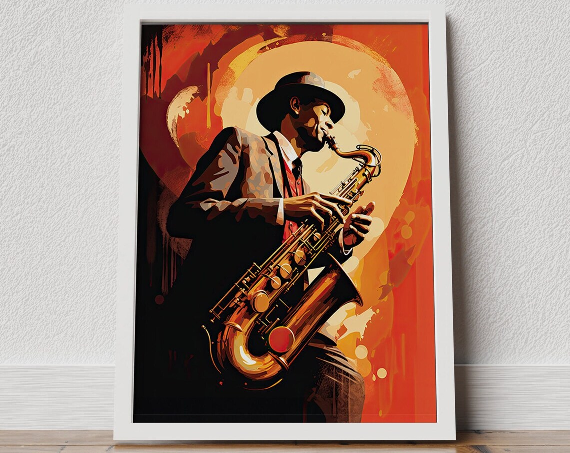 Saxophone Poster, Retro Jazz Music Art Print