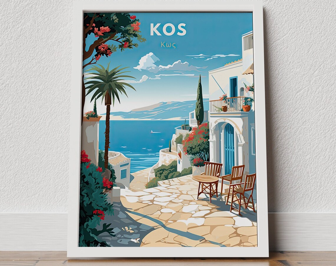 Kos Travel Poster, Greece Island Destination Print