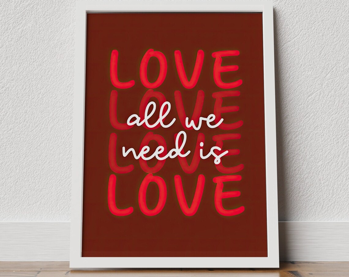 All We Need Is Love Bold Red Typography Retro Love Quote Poster